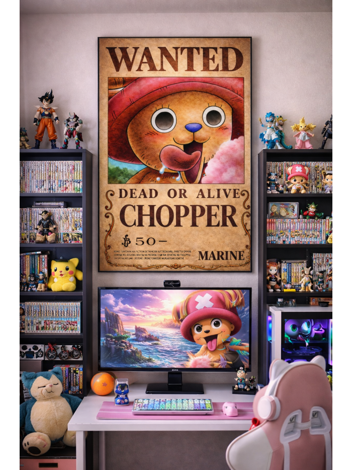Chopper Wanted Poster – One Piece Anime Wall Art Print | Vintage Pirate Bounty Artwork