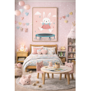 Whimsical Bunny Wall Art Print – Cute Rabbit Illustration for Nursery, Kids Room & Playroom Decor
