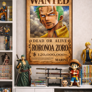 Roronoa Zoro Wanted Poster – One Piece Anime Wall Art Print | Vintage Pirate Bounty Artwork