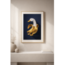 Golden Duck Banana Sculpture Wall Art – Surreal Luxury Animal Illustration