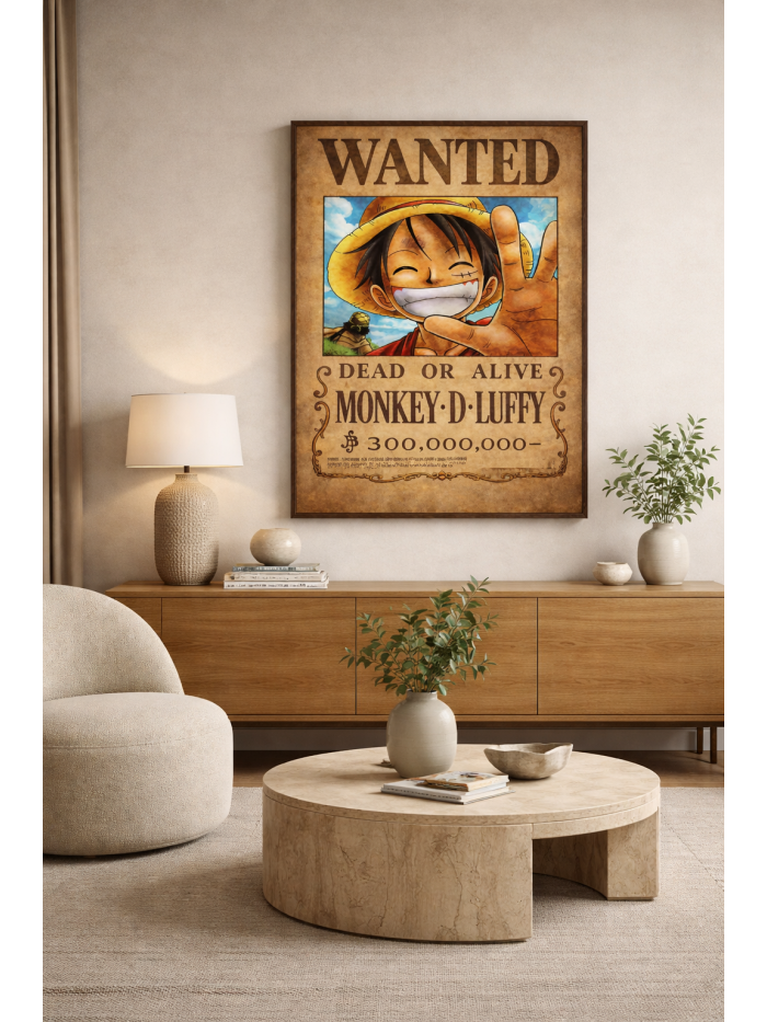 Monkey D. Luffy Wanted Poster – One Piece Anime Wall Art Print | Vintage Pirate Bounty Artwork