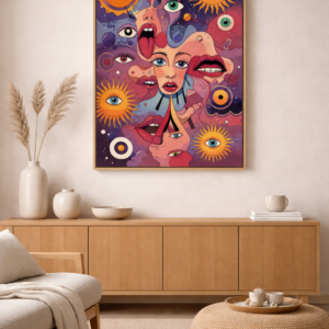 Many Faces of the Cosmos – Psychedelic Surreal Wall Art Print
