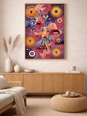 Many Faces of the Cosmos – Psychedelic Surreal Wall Art Print