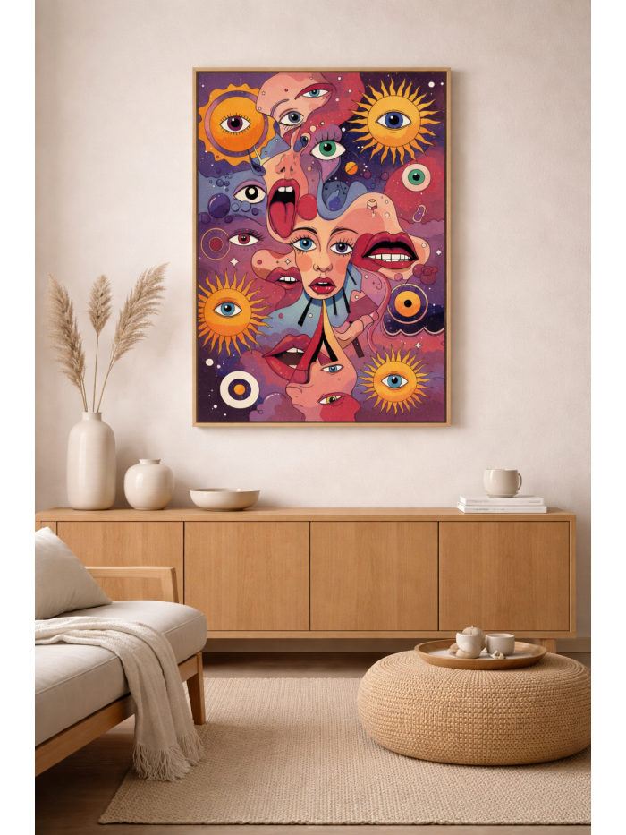 Many Faces of the Cosmos – Psychedelic Surreal Wall Art Print