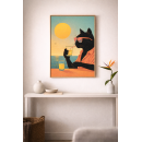 Sunset Sip – Coastal Cool Cat Wall Art Print