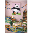 Whimsical Panda Sports Wall Art Print – Cute Animal Illustration for Nursery, Kids Room & Playroom Decor