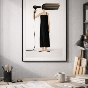 Blown Away – Minimalist Surreal Fashion Illustration Wall Art