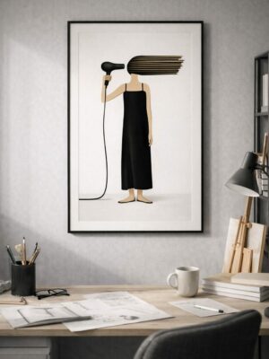 Blown Away – Minimalist Surreal Fashion Illustration Wall Art