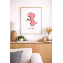 Funny Tea-Rex Wall Art Print, Cute Dinosaur Tea Illustration, Minimalist Humor Poster, Cozy Kitchen Decor