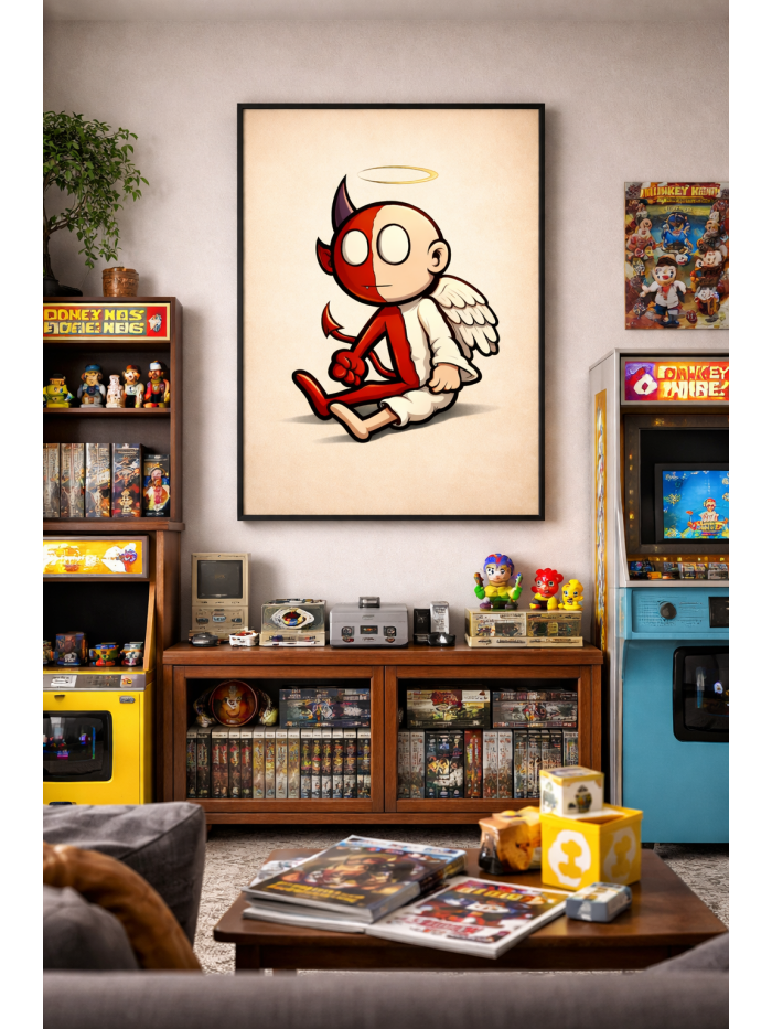 Angel & Devil Within – Cute Moral Dilemma Art Print