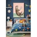 Tennis Otter Wall Art Print – Cute Sports Animal Illustration for Kids Room, Nursery & Modern Home Decor