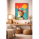 Cool Cat Summer Vibes – Retro Cat Wall Art Print