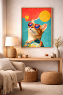 Cool Cat Summer Vibes – Retro Cat Wall Art Print