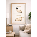 Pug Yoga Wall Art Print, Inhale Exhale Dog Illustration, Mindful Funny Wall Decor, Calm Minimalist Animal Poster
