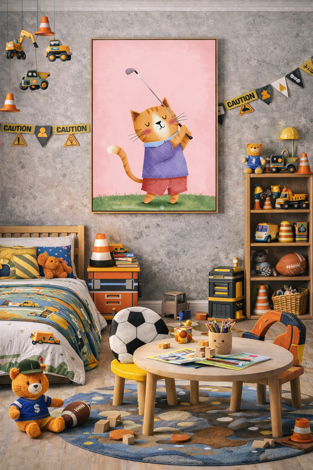 Whimsical Cat Golf Wall Art Print – Cute Animal Illustration for Nursery, Kids Room & Playroom Decor - Image 2