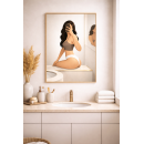 Modern Female Figure Wall Art Print, Minimalist Bathroom Self Portrait Illustration, Contemporary Intimate Art Poster