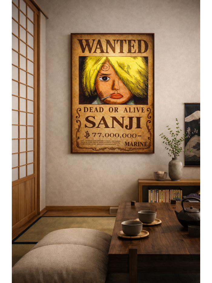 Sanji Wanted Poster – One Piece Anime Wall Art Print | Vintage Pirate Bounty Artwork