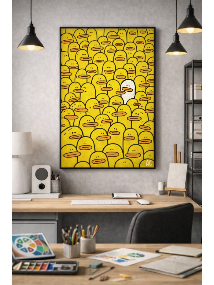 Stand Out – Minimalist Crowd Illustration Wall Art