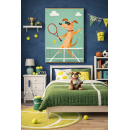 Tennis Dog Wall Art Print – Cool Sports Animal Illustration for Kids Room, Nursery & Modern Home Decor