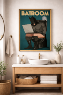 Bathroom Break Superhero – Humorous Bathroom Wall Art Print