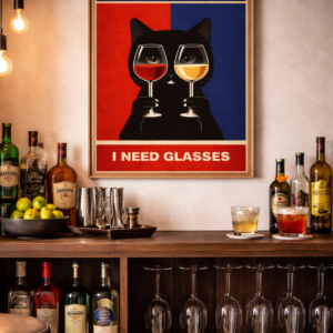 My Doctor Says I Need Glasses – Funny Cat Wine Wall Art Print