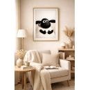 Cute Sheep Wall Art Print – Minimalist Whimsical Animal Illustration for Cozy Modern Homes