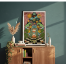 Psychedelic Hourglass Art Print, Cosmic Boho Wall Decor, Trippy Universe Illustration, Mystical Digital Download