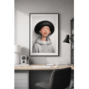 Silent Mood Wall Art – Minimalist Woman Listening to Music Illustration Print