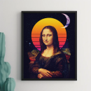 Cosmic Mona Lisa Wall Art Print | Retro Sunset Space Poster | Surreal Galaxy Aesthetic Decor | Gen Z Modern Home Art