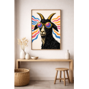 Psychedelic Goat with Sunglasses – Bold Animal Wall Art Print