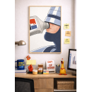 Superhero Drinking Motor Oil Wall Art Print – Automotive Humor Illustration
