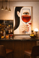 Surreal Wine Portrait Wall Art Print – Elegant Modern Illustration with Feminine Mood