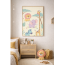Cute Safari Animals Wall Art Print – Lion Elephant Giraffe Zebra Illustration for Kids Room, Nursery & Modern Home Decor