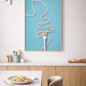 Minimalist Pasta Wall Art Print – Modern Food Concept Illustration with Graphic Design Style