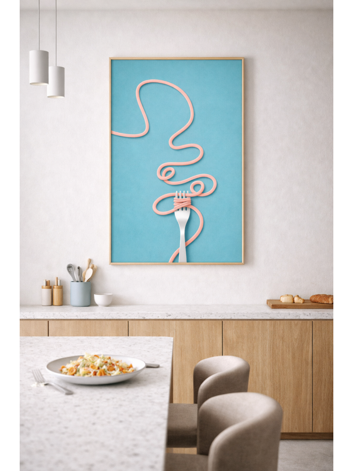 Minimalist Pasta Wall Art Print – Modern Food Concept Illustration with Graphic Design Style