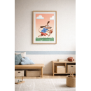 Whimsical Dog Football Wall Art Print – Cute Sports Animal Illustration for Nursery, Kids Room & Playroom Decor