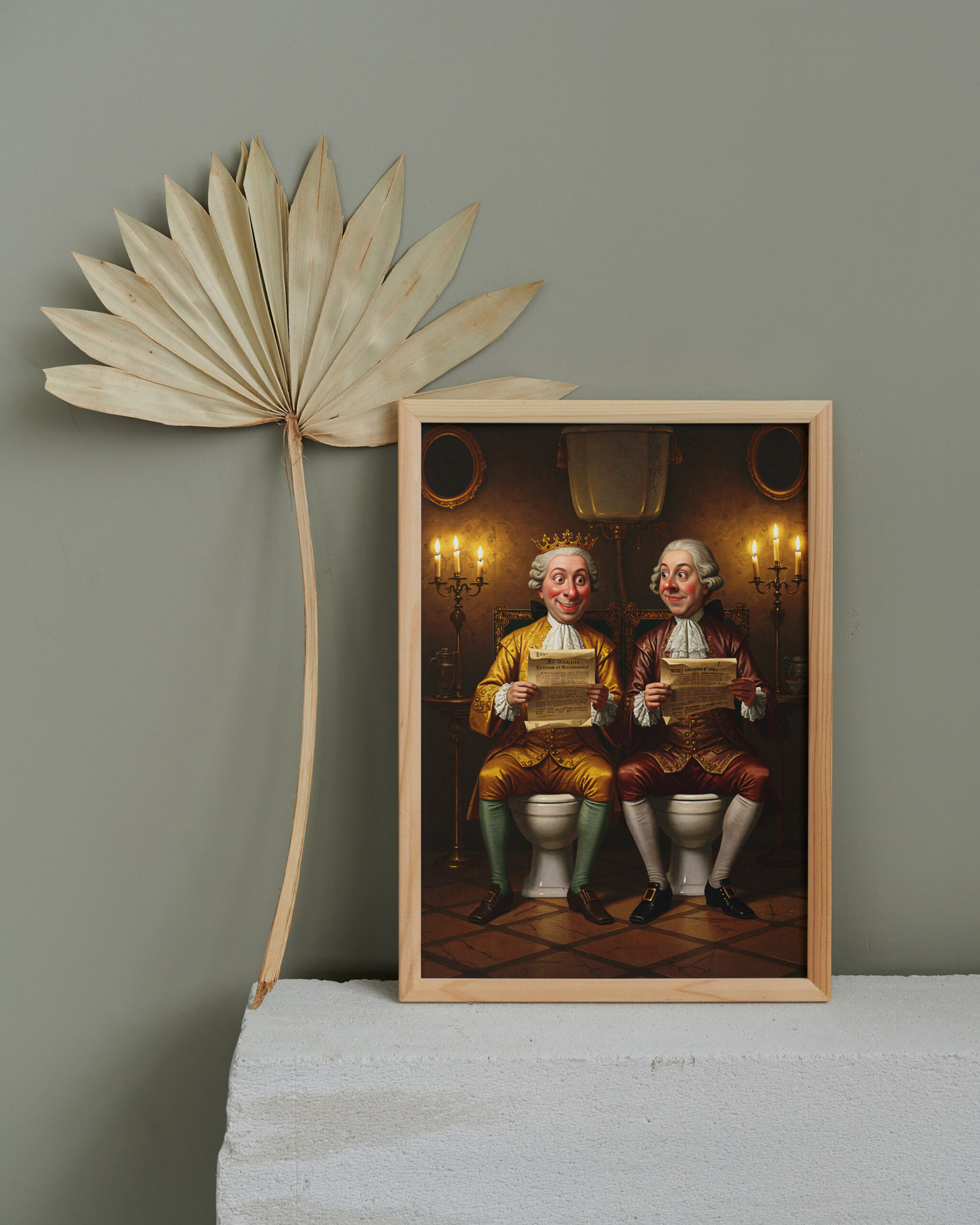 Funny Royal Bathroom Wall Art - King and Noble on Toilet - Vintage Style Printable Poster - Bathroom Humor Decor - Image 2