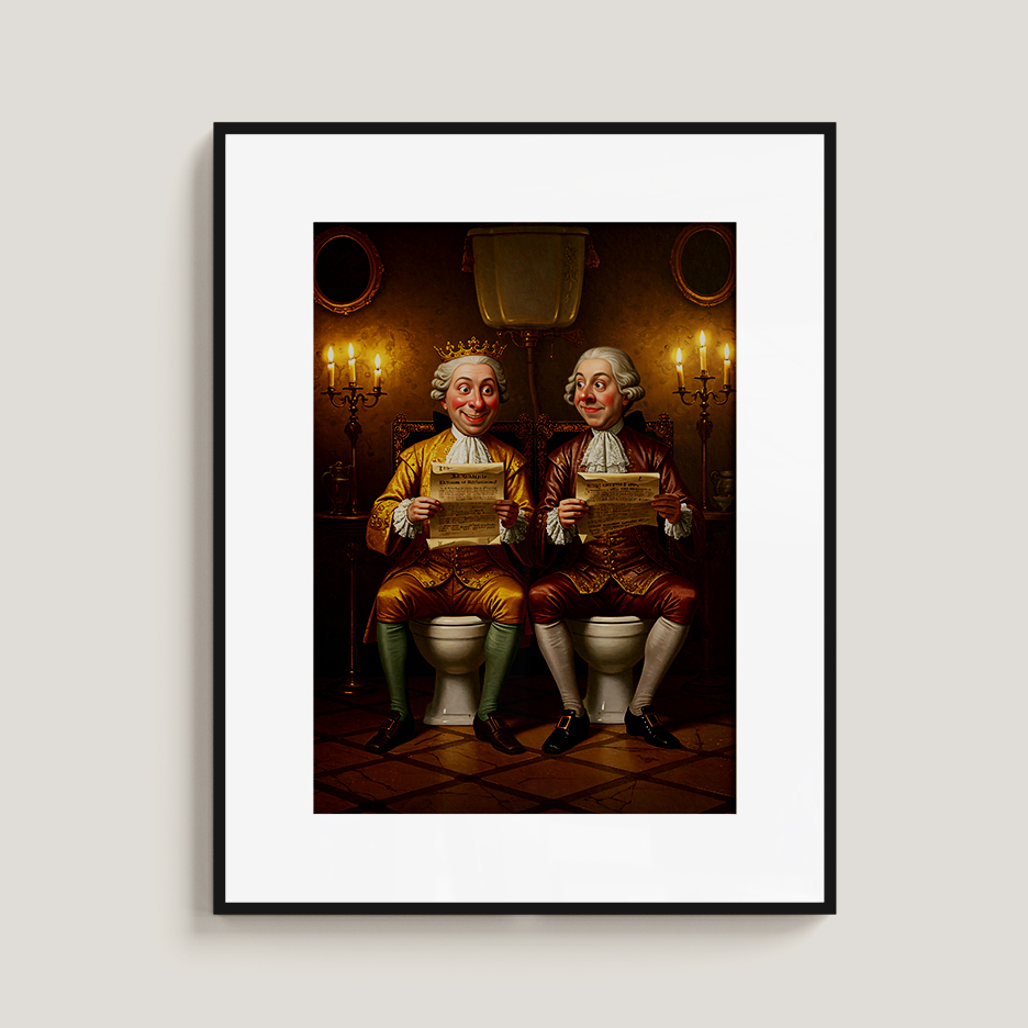 Funny Royal Bathroom Wall Art - King and Noble on Toilet - Vintage Style Printable Poster - Bathroom Humor Decor - Image 3