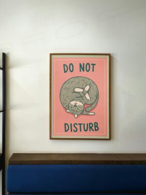 Do Not Disturb Cat Print, Funny Cat Wall Art, Dorm Room Decor, Cute, Humorous Study Door Sign Art