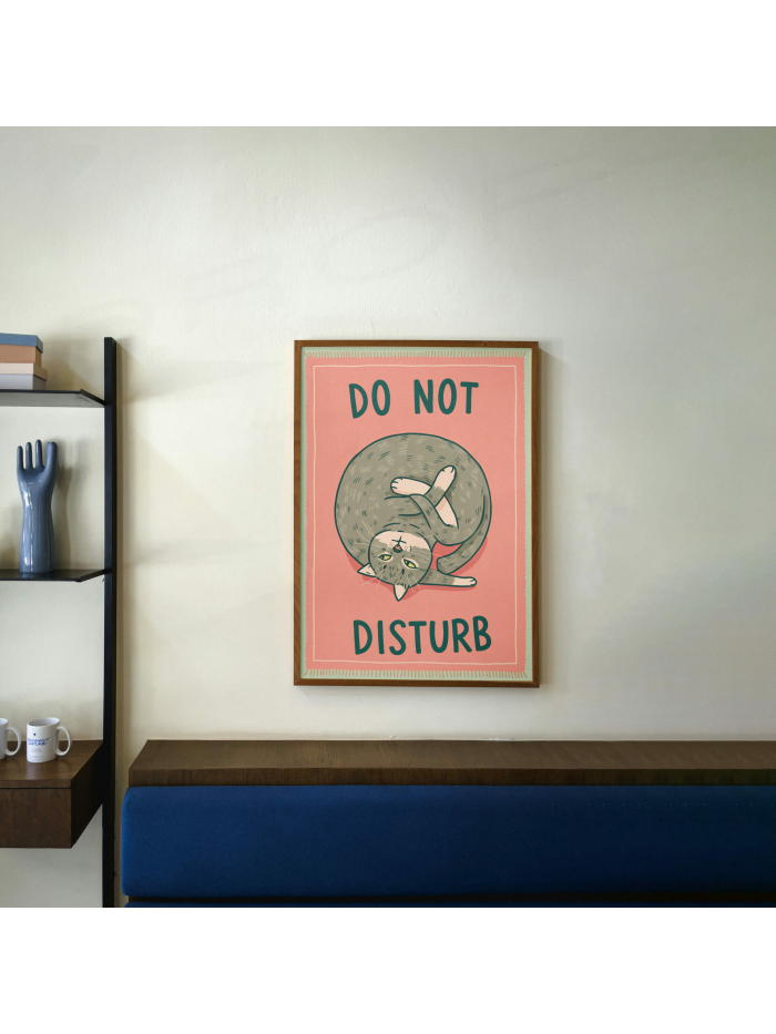 Do Not Disturb Cat Print, Funny Cat Wall Art, Dorm Room Decor, Cute, Humorous Study Door Sign Art