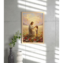 Christian Wall Art Jesus with Child in Flower Field | Inspirational Kids Print | Religious Poster for Faith & Grace Decor