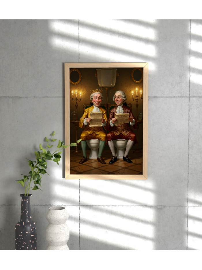 Funny Royal Bathroom Wall Art - King and Noble on Toilet - Vintage Style Printable Poster - Bathroom Humor Decor