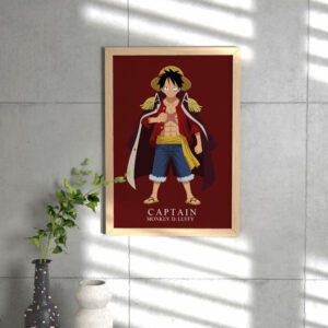 Anime Pirate Captain Wall Art Print | Straw Hat Hero Illustration | Power Pose Anime Artwork | Minimal Statement Wall Decor