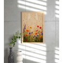 Rainy Wildflower Field Art Print, Cottagecore Botanical Wall Decor, Purple & Yellow Flower Meadow