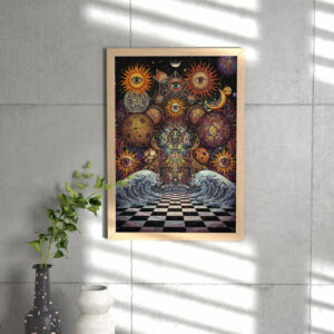 Psychedelic Eye Cosmos Print, Surreal Sacred Geometry Wall Art, Trippy Mystical Universe Illustration