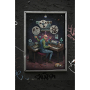 Psychedelic Space Musician Art | Retro Sci-Fi Synth Poster | Trippy Galaxy Print | Cosmic Keyboard Artwork