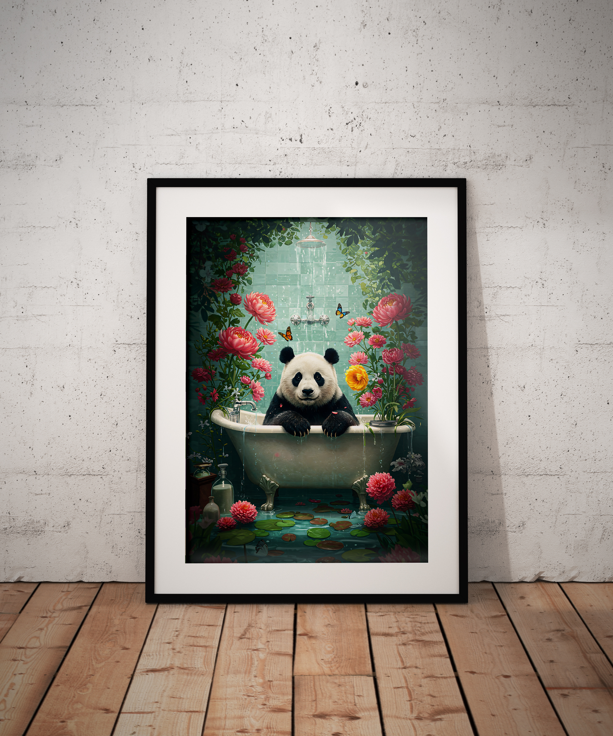 Whimsical Panda in Bathtub Art Print, Surreal Animal Wall Decor, Cute Funny Illustration, Playful Home - Image 4