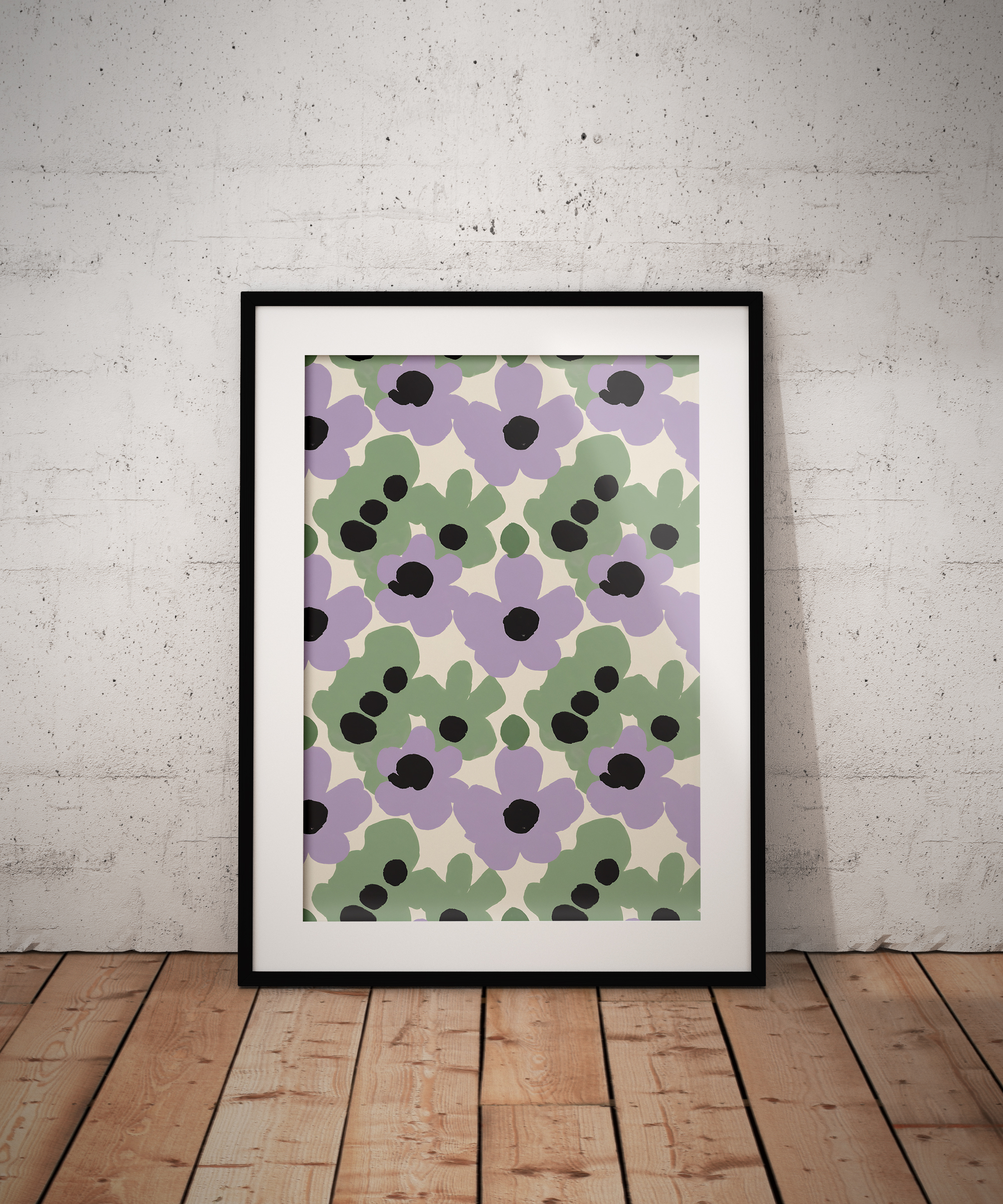 Retro Lilac Floral Print, Scandinavian Modern Wall Art, Minimalist Botanical Illustration, Pastel Home Decor