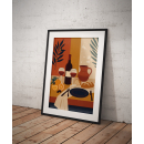 Mediterranean Wine Art Print, Rustic Kitchen Table Wall Decor, Italian Vineyard Scene, Farmhouse Dining Illustration