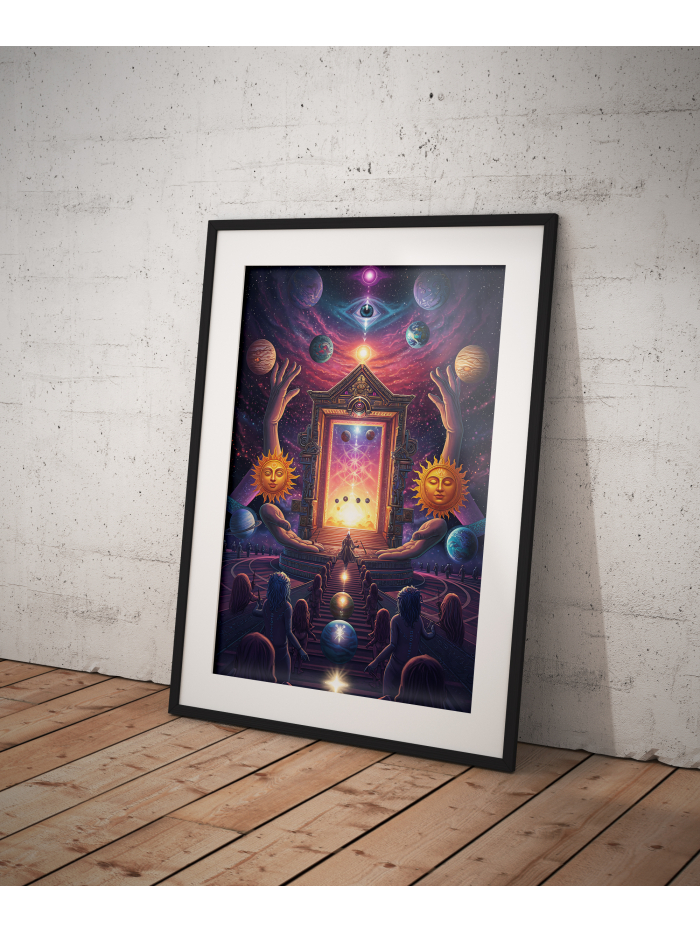 Celestial Portal Psychedelic Art Print, Visionary Astral Gateway Wall Decor, Trippy Cosmic Illustration,
